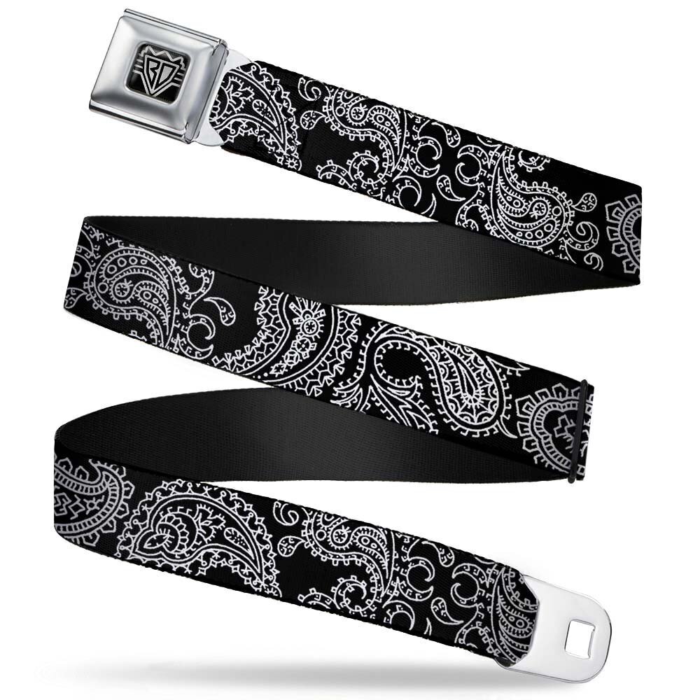 1118 Unisex-Adult's Seatbelt Belt Paisley XL, Black/White, 1.5"" wide